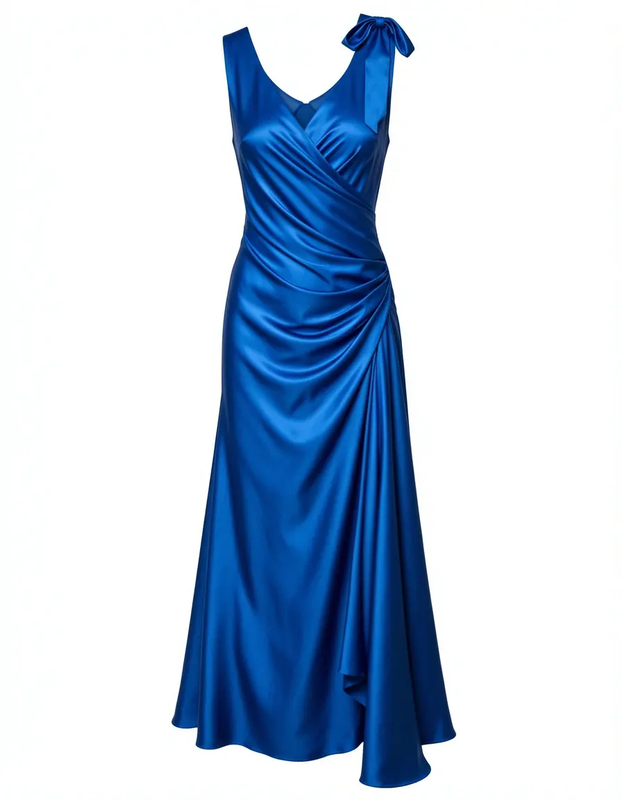 Blaues Satin Cocktailkleid