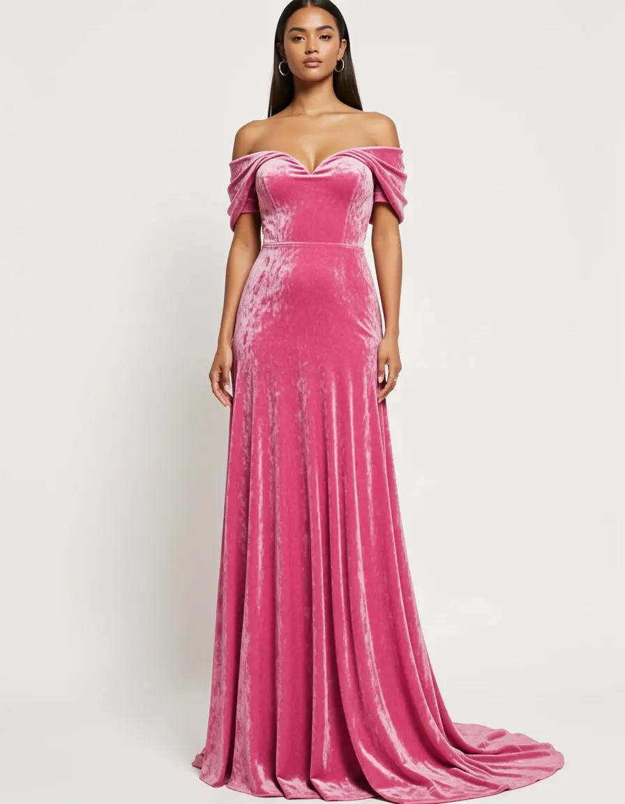 Rosa Samtkleid schulterfrei