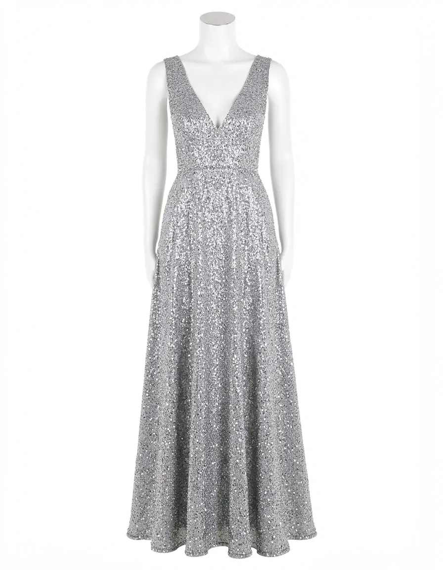 Sparkly Party Maxi Kleid Silber Glitzer
