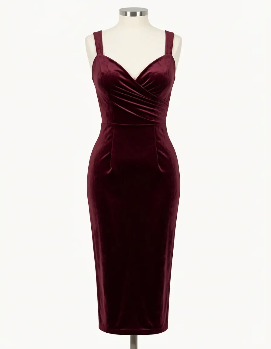 Velvet Cocktail Damen Kleider festlich Burgund