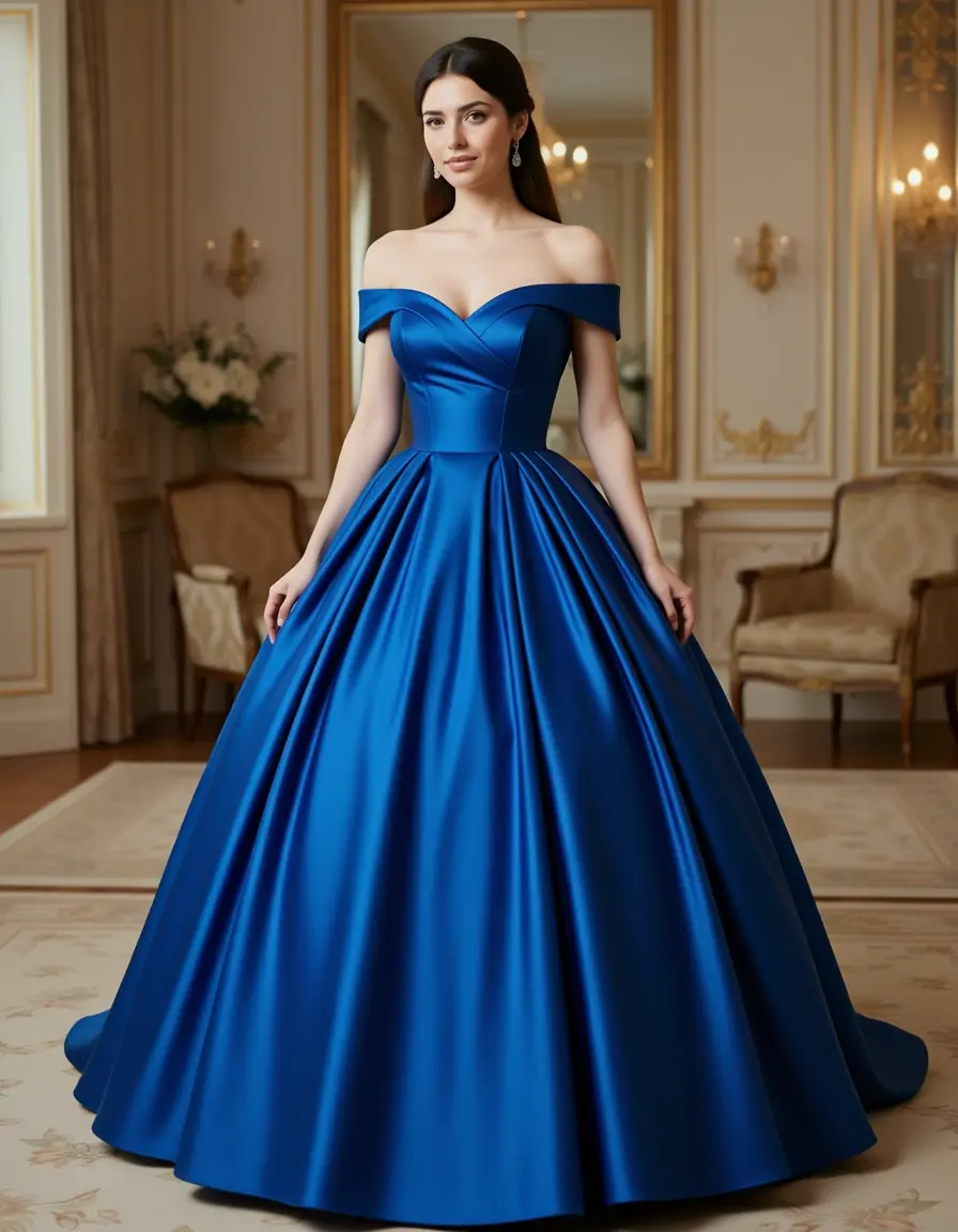 Taffeta Ball Gown Kleid Royalblau