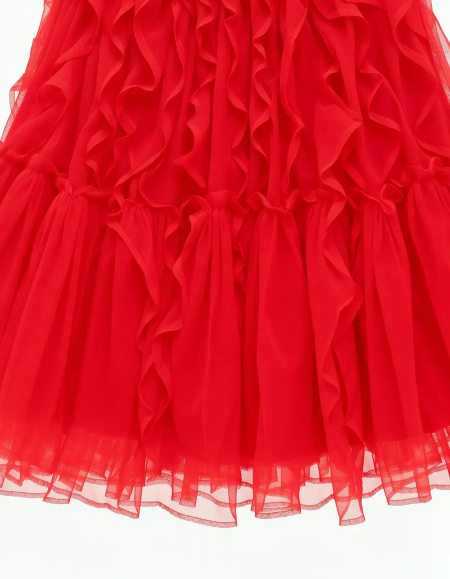 Ruffled Organza Kleid Rot festlich