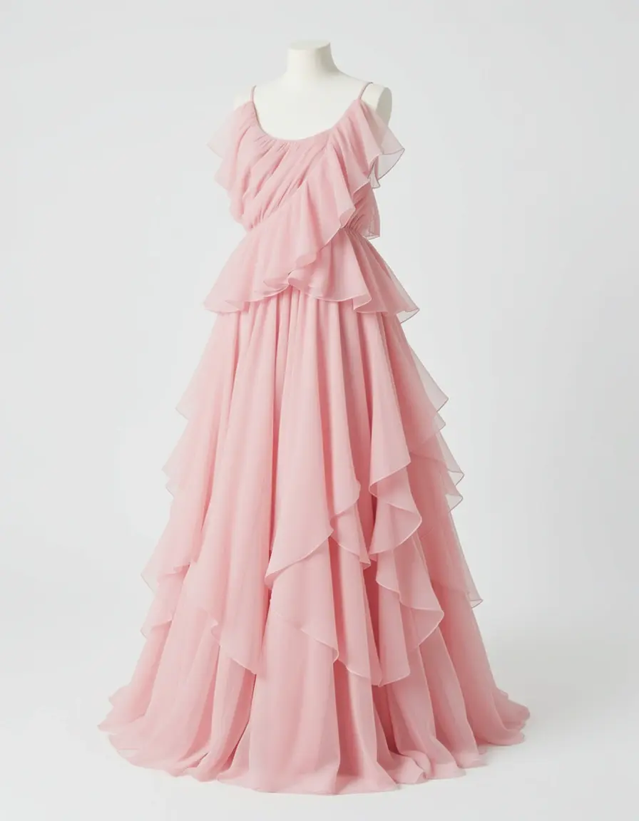Pinkes Chiffon Maxikleid für Hochzeitsgäste