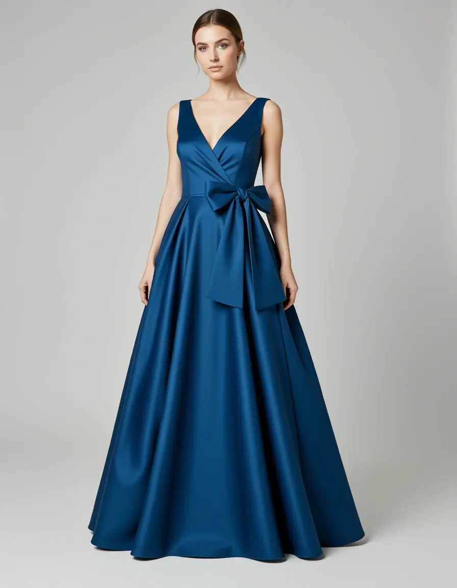 Taffeta Elegant Bow Kleid mit großer Schleife
