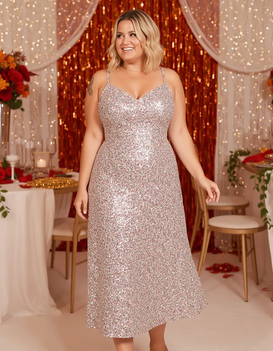 Glitzerndes Midi Kleid für festliche Anlässe