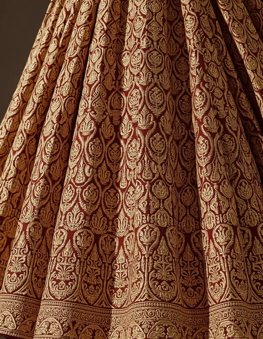 Brokatkleid mit ornamentalen Mustern