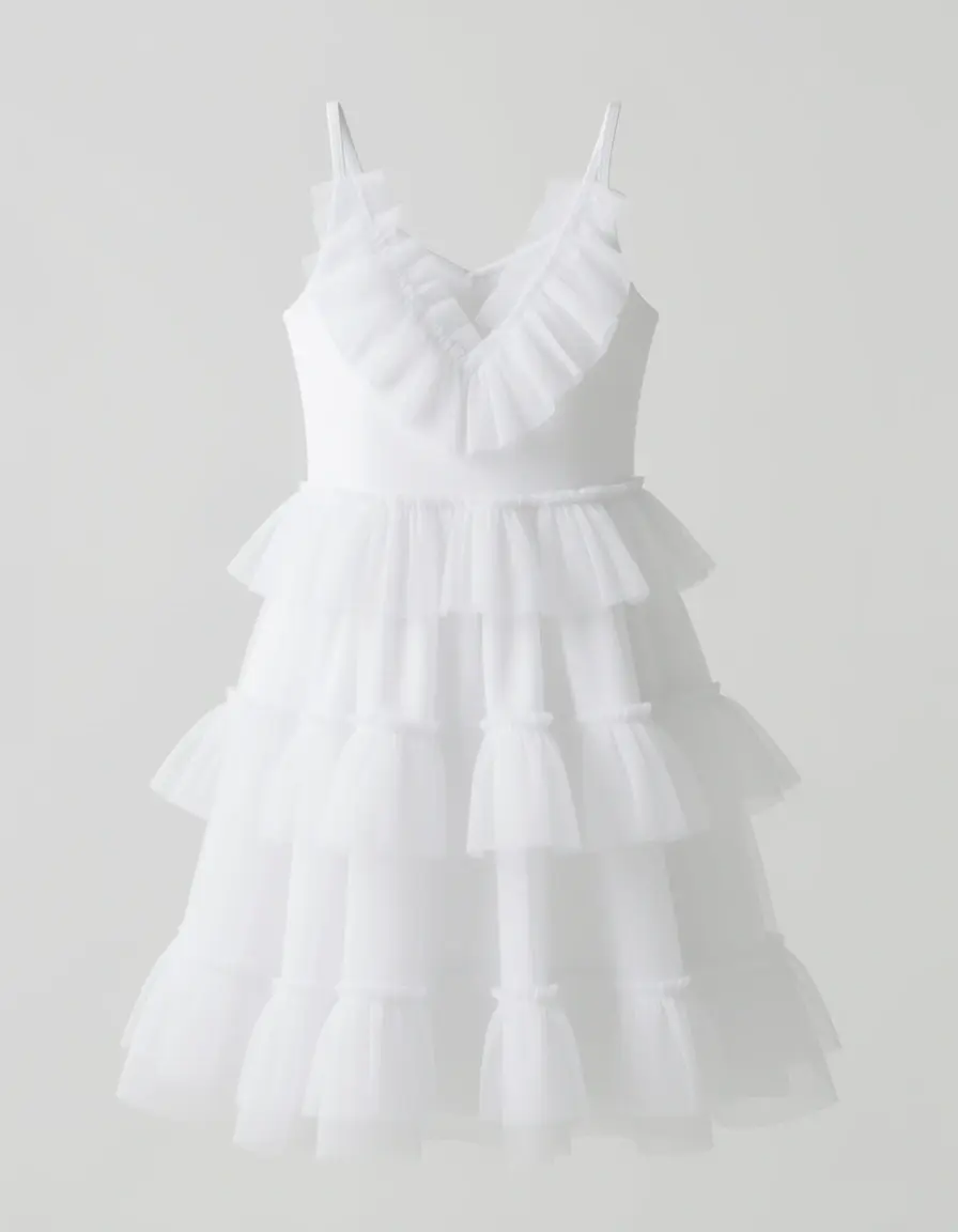 White Organza festliches Kleid Mädchen
