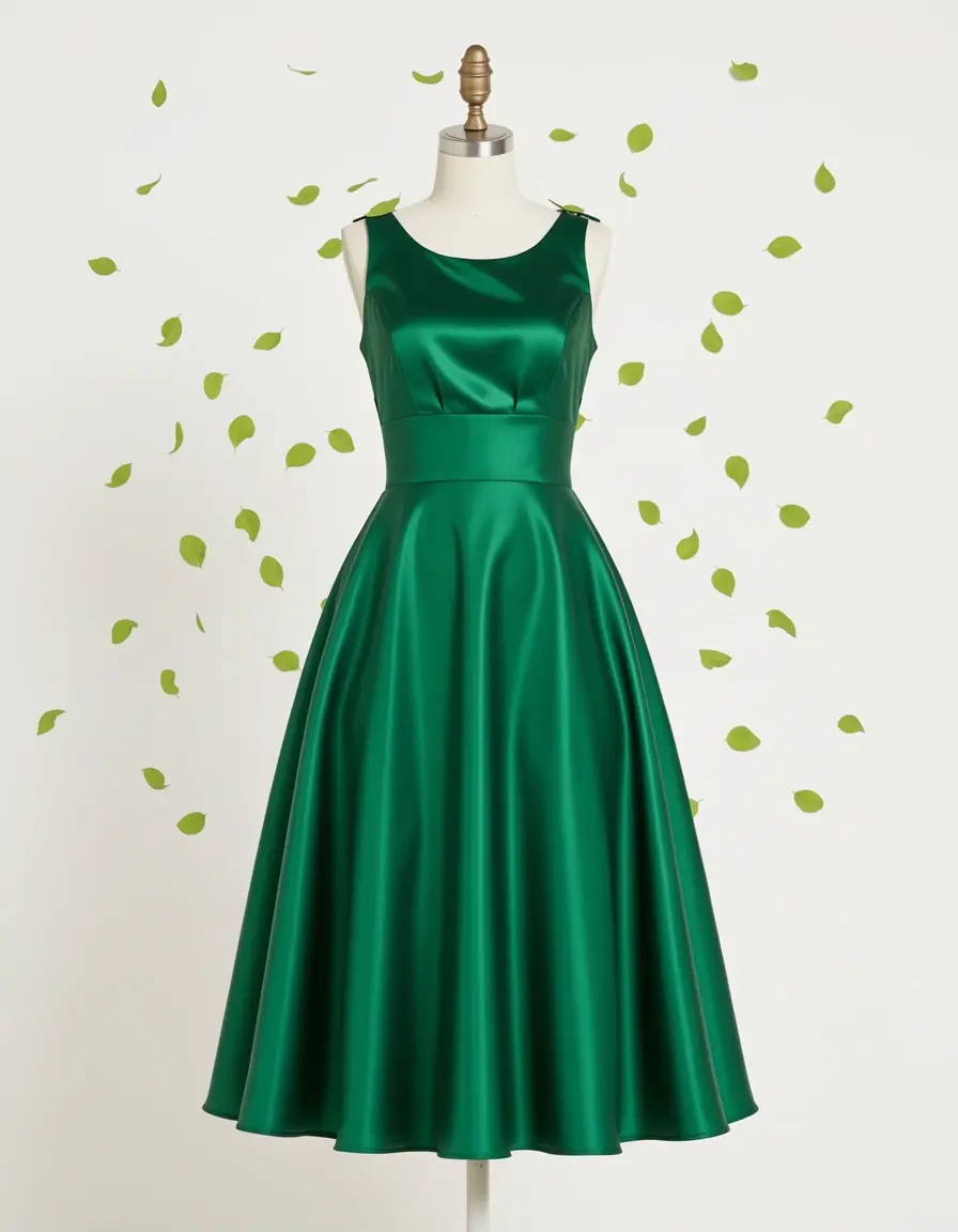 Green Satin festliches Kleid Mädchen