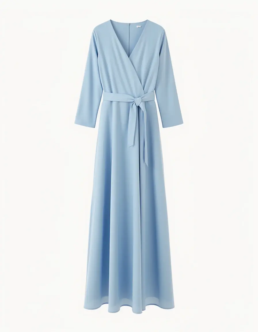 Soft Blue Wrap Kleid mit Taillengürtel