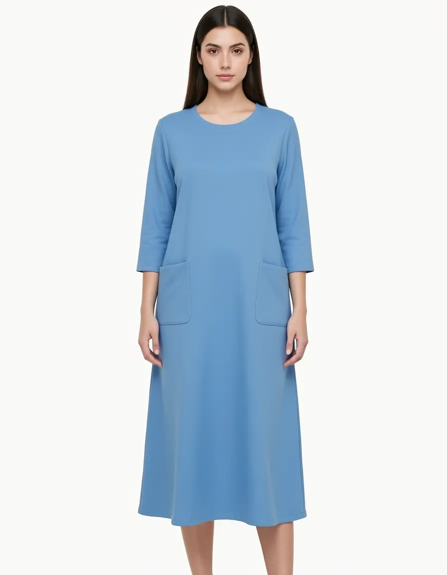 Calm Blue Shift Kleid mit Taschen