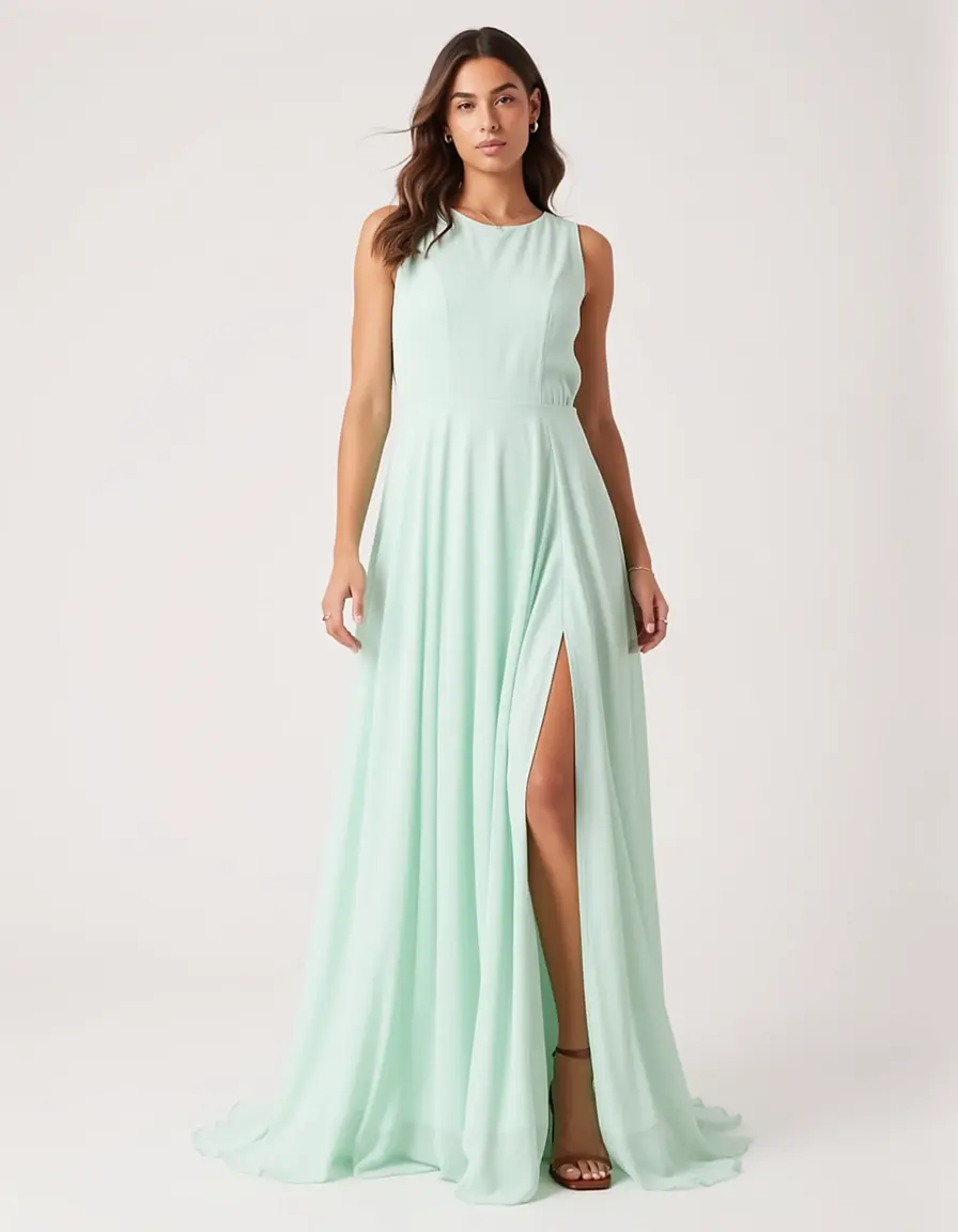 Stylish Chiffon A-Line Kleid Mint