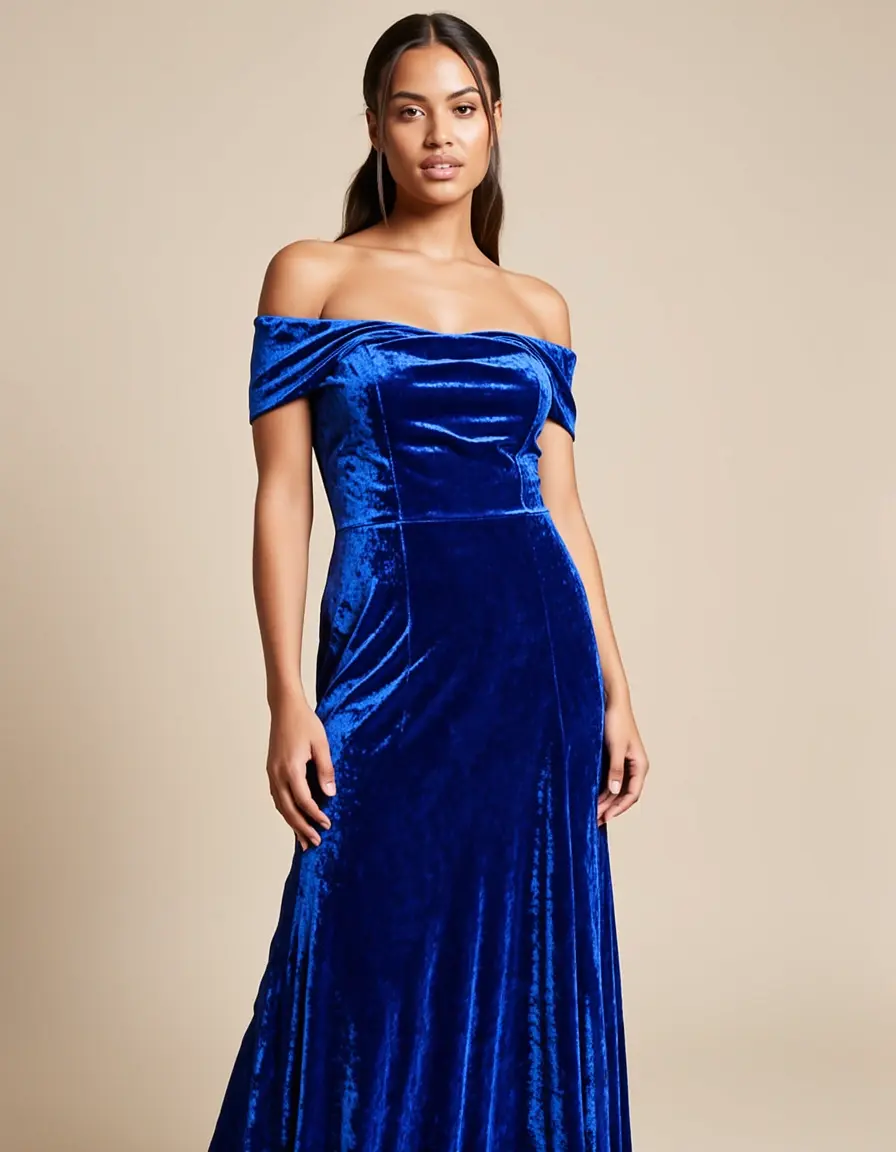 Glam Velvet Cocktail Kleid Blau