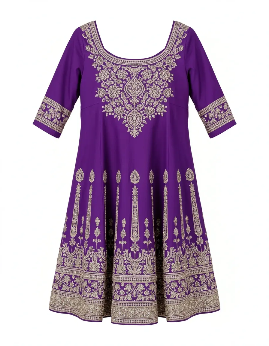 Lila Ghagra Choli mit Perlen