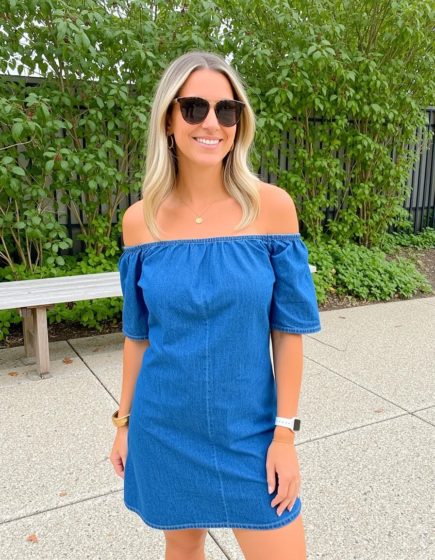 Off-Shoulder Jeanskleid für Damen
