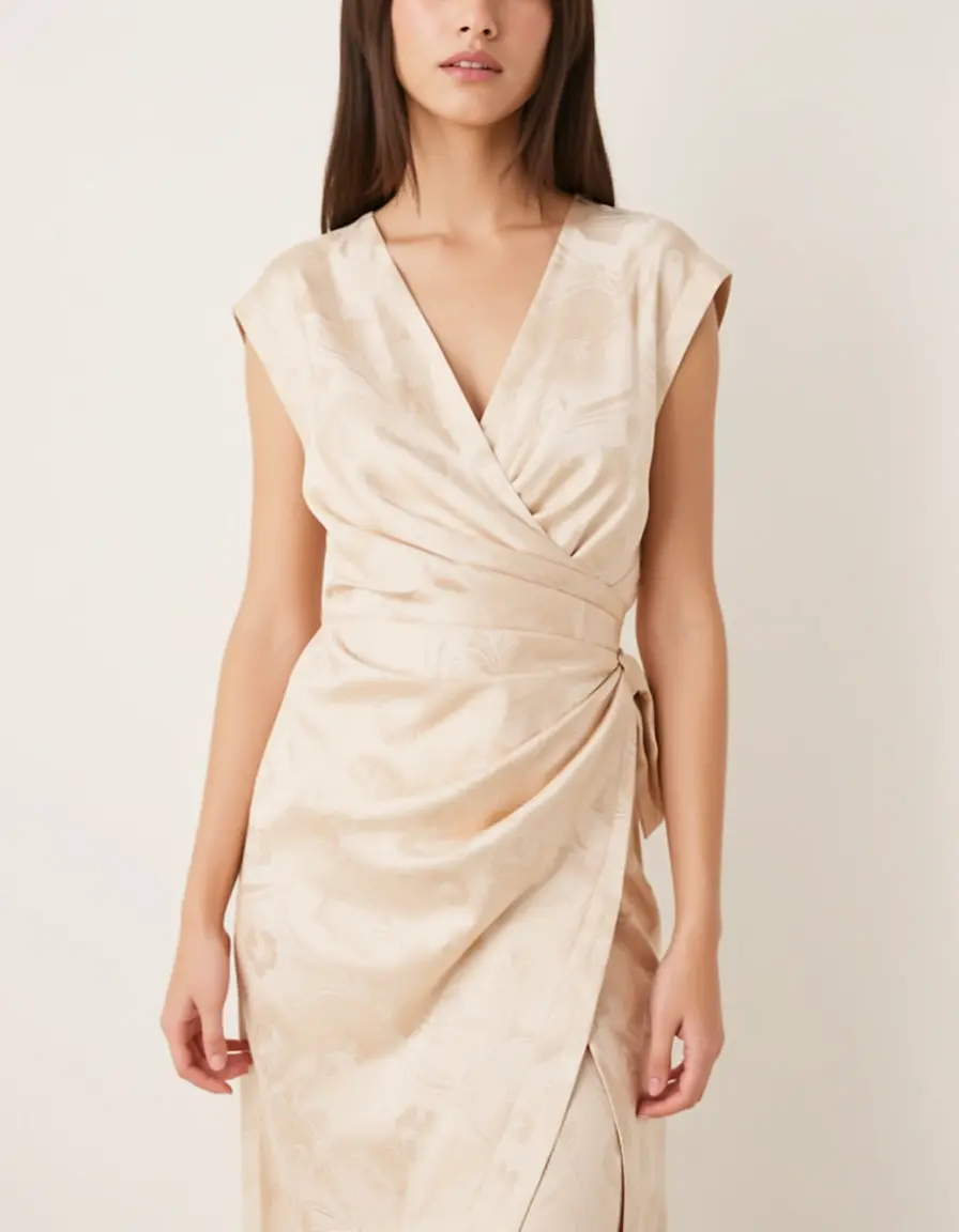 Seiden-Wickelkleid mit dezentem Muster