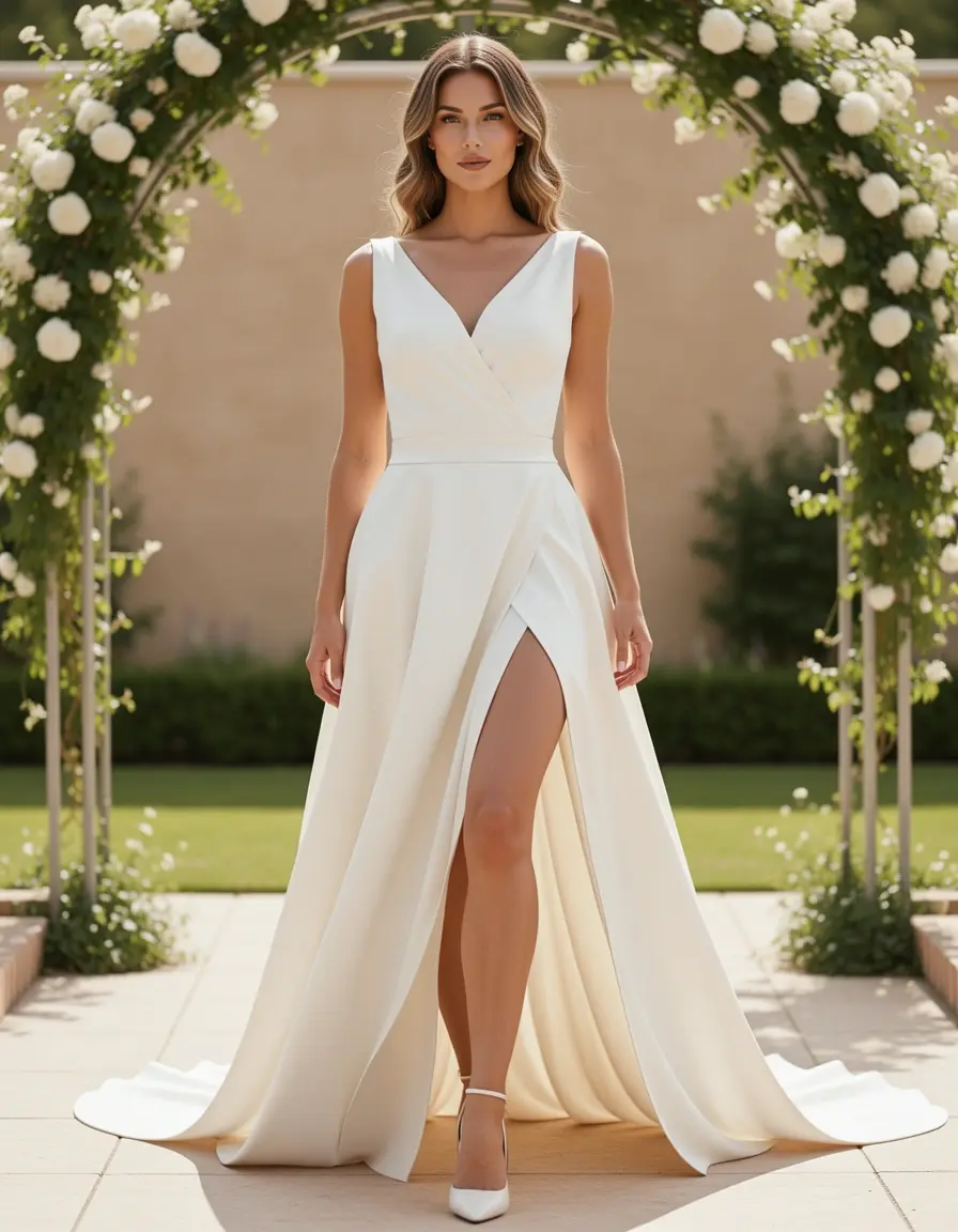 Modernes Kleid mit asymmetrischem Saum für Hochzeiten
