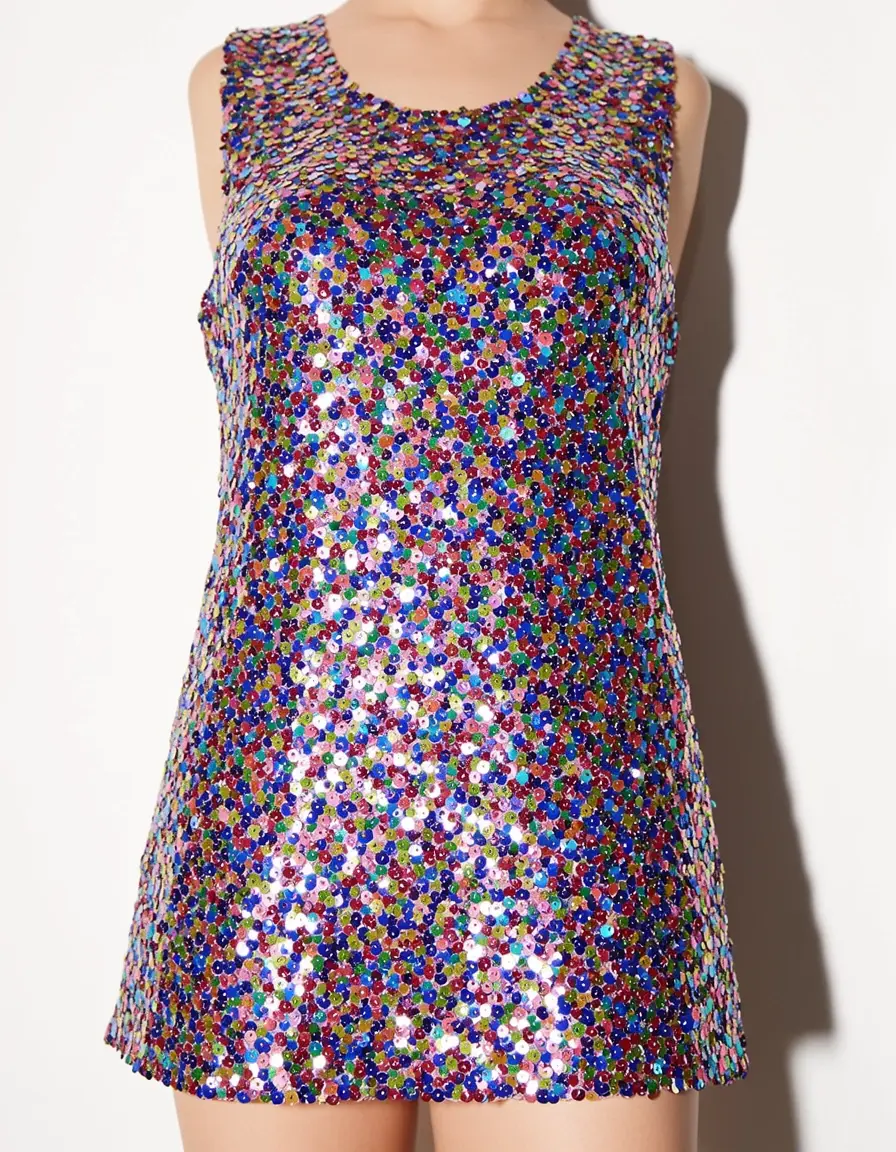 Buntes Pailletten Minikleid