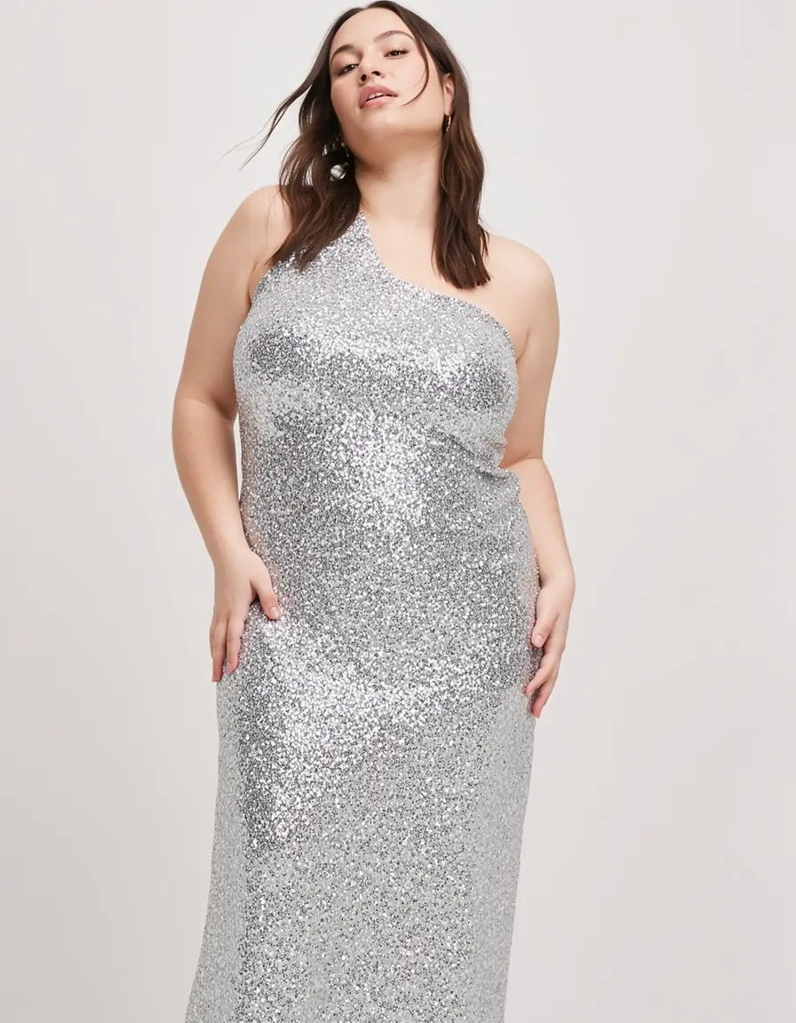 Silbernes Glitzer Wickelkleid