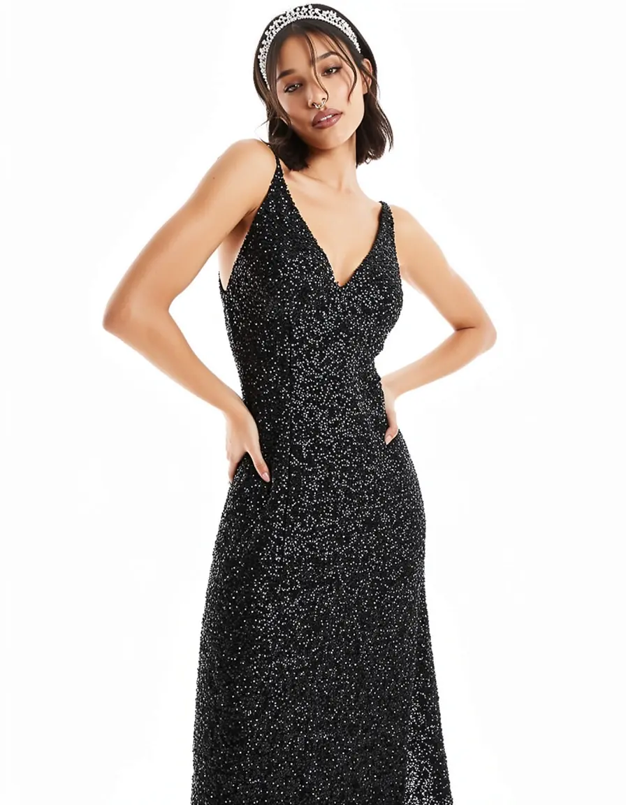 Schwarzes schimmerndes Cocktailkleid