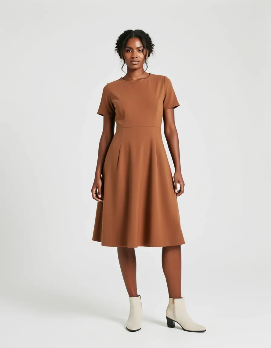Haselnussbraunes A-Linien Kleid