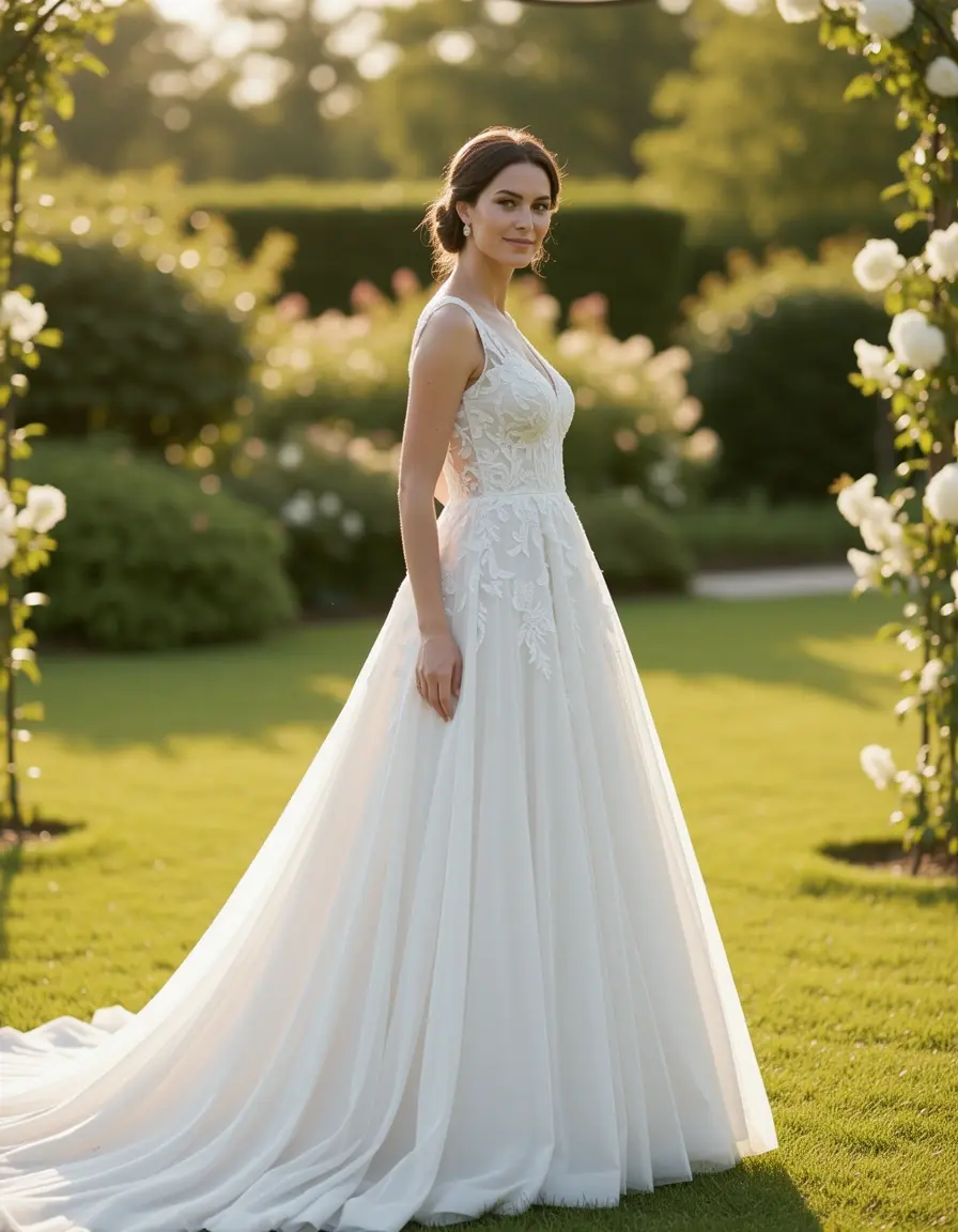 Frau in einem Chiffonkleid für die Brautmutter