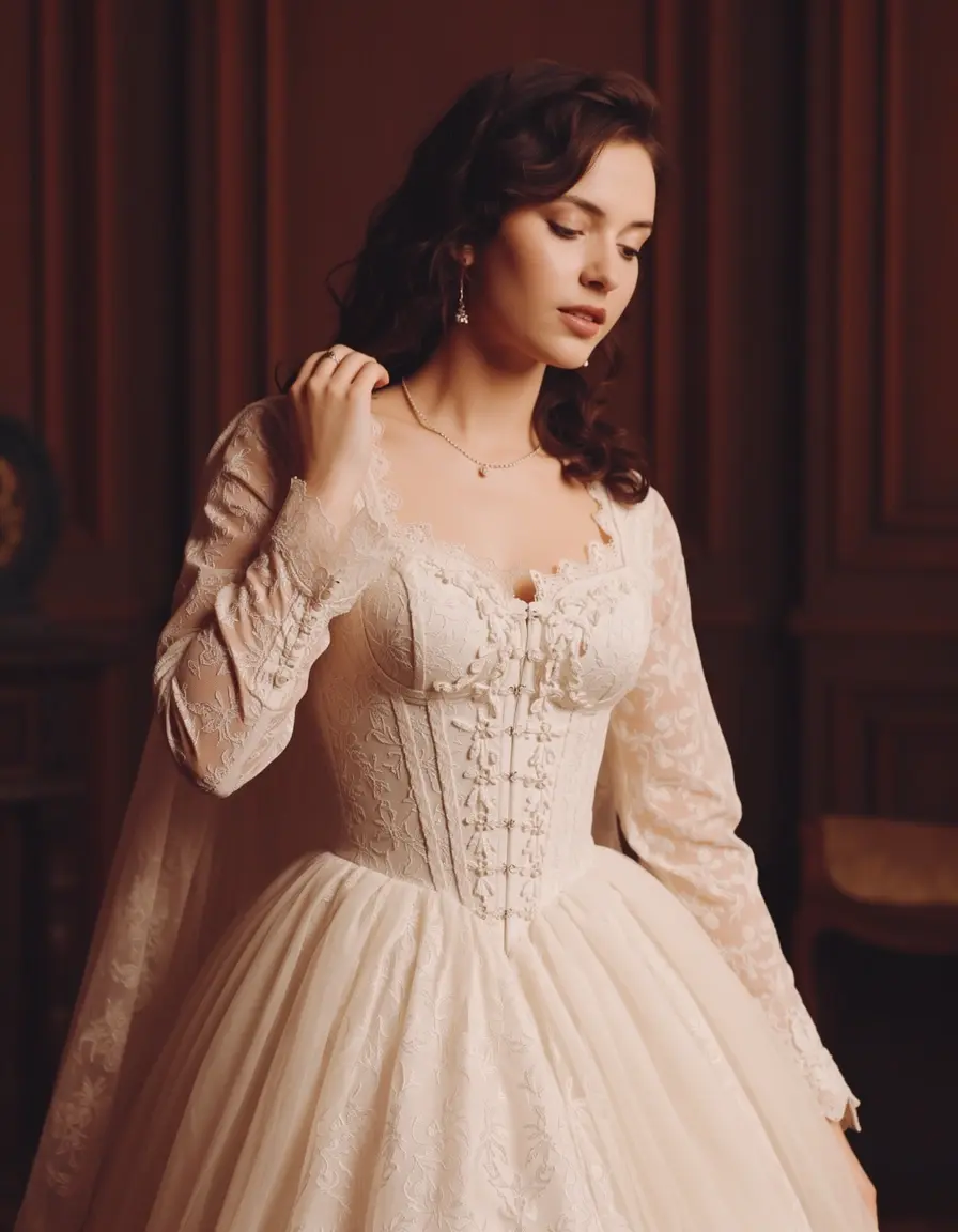 Frau in Spitze Kleid Englisch romantisch