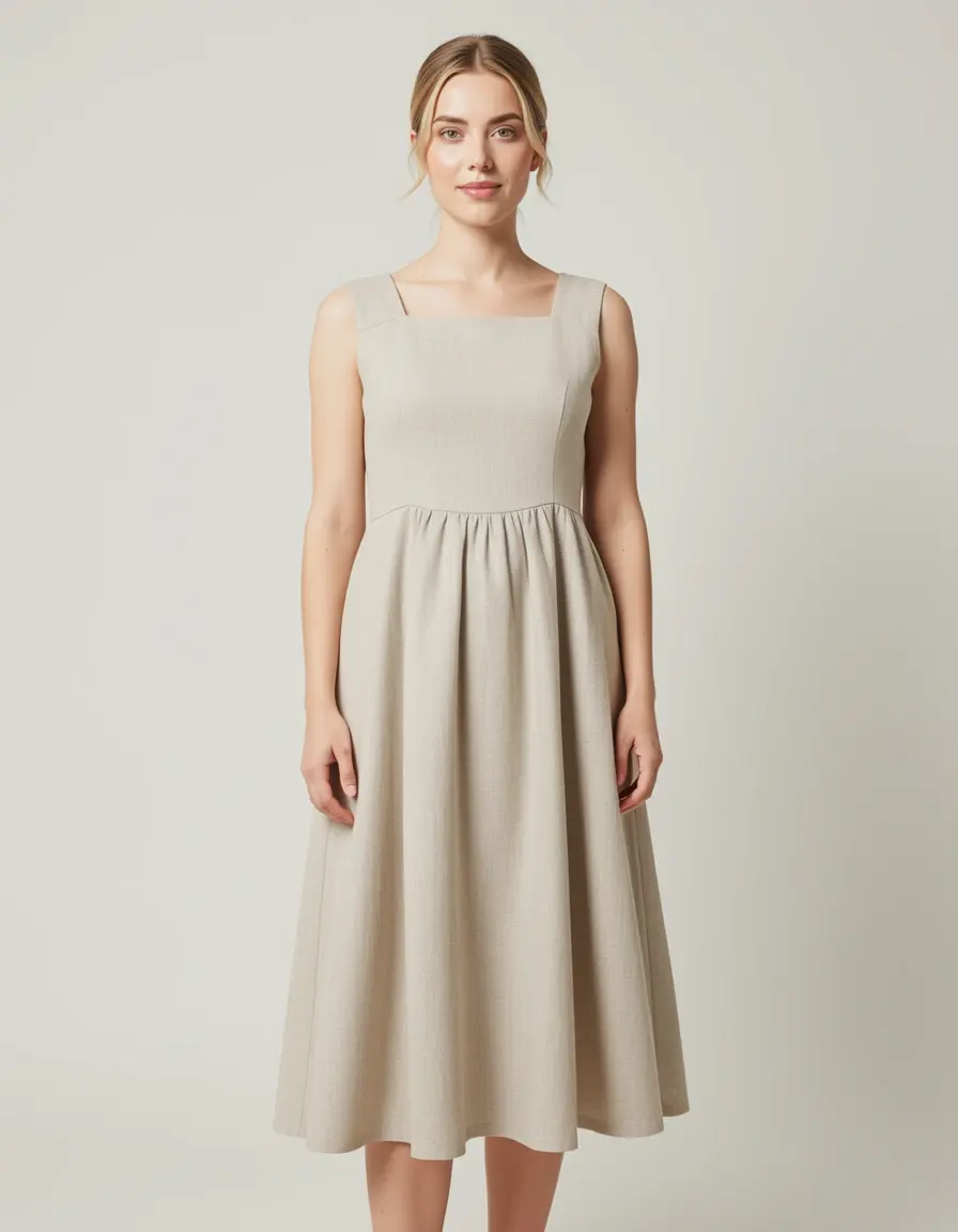 Leinen A-Linien Kleid Englisch schlicht