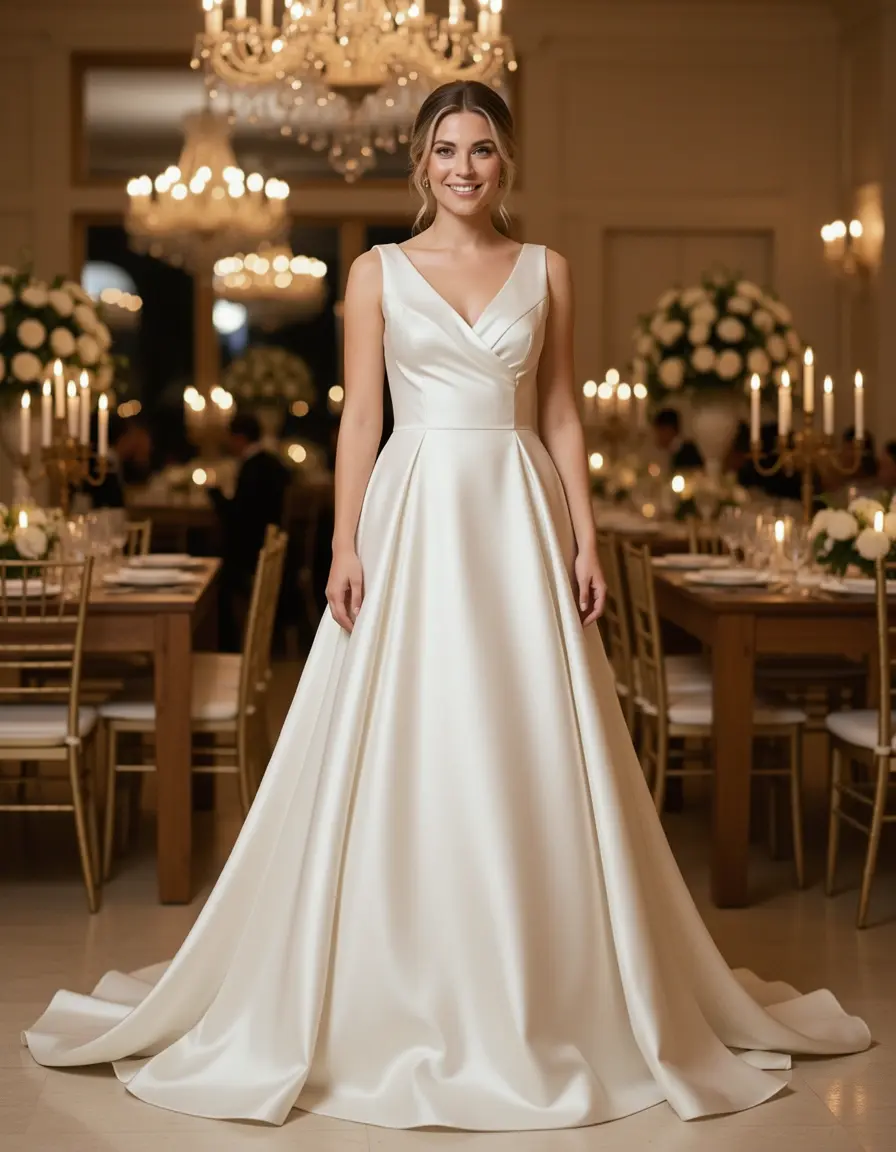 Satin Wedding Guest Dress glänzend