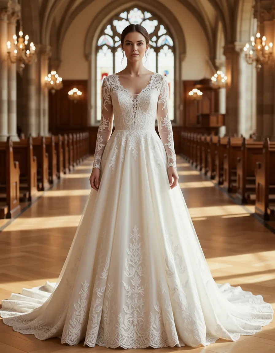 Lace Standesamt Bride Gown