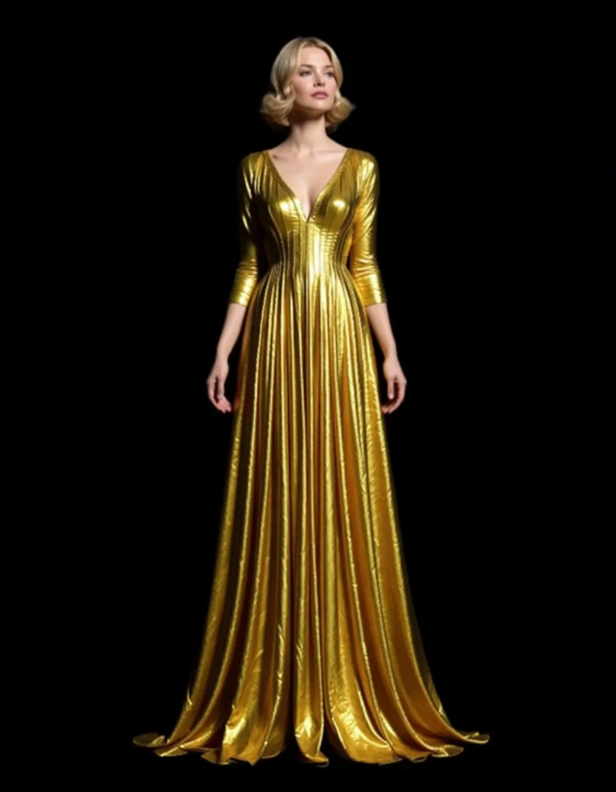 Frau in einem Kleid das gold erscheint optische Illusion