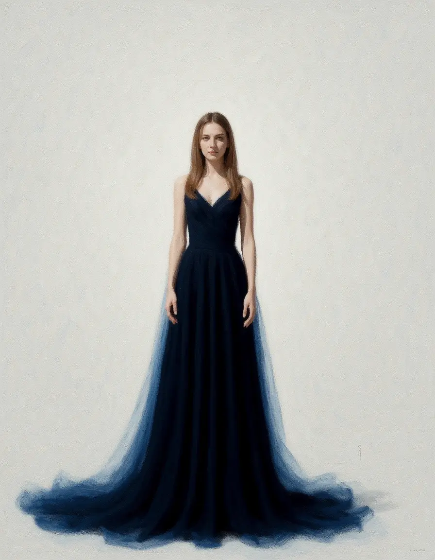 Frau in schwarz blauem Kleid ähnliche Illusion