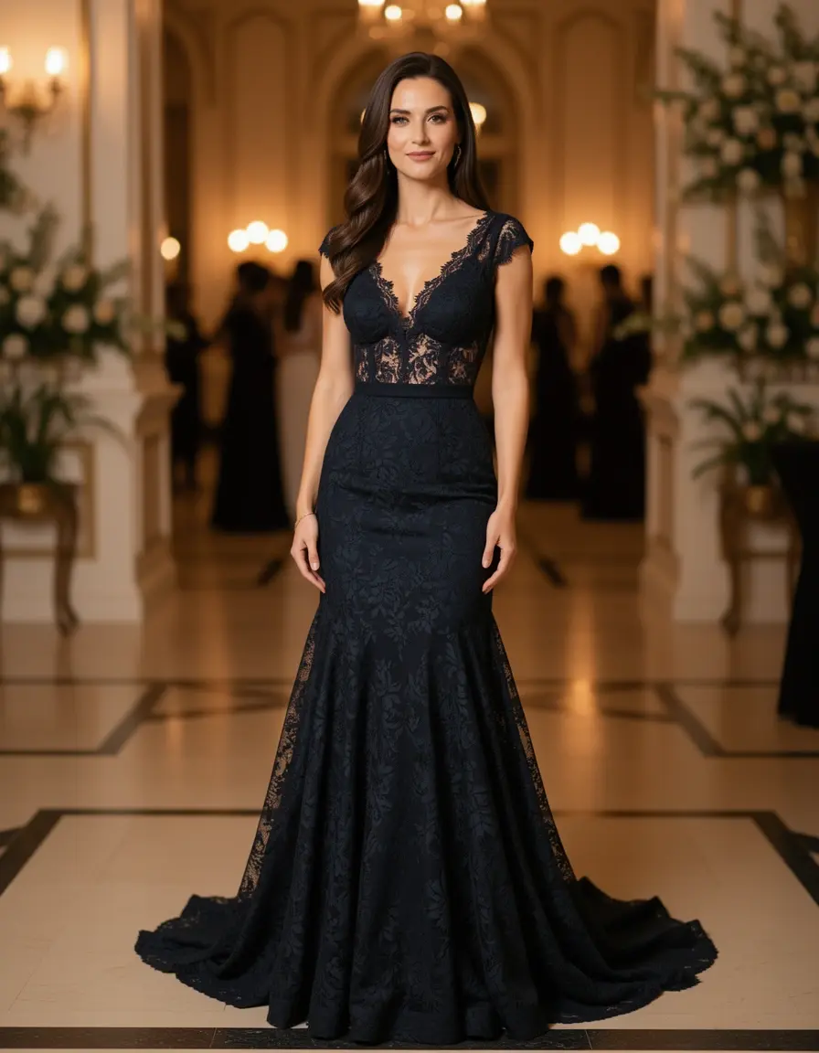 Lace Long Evening Gown