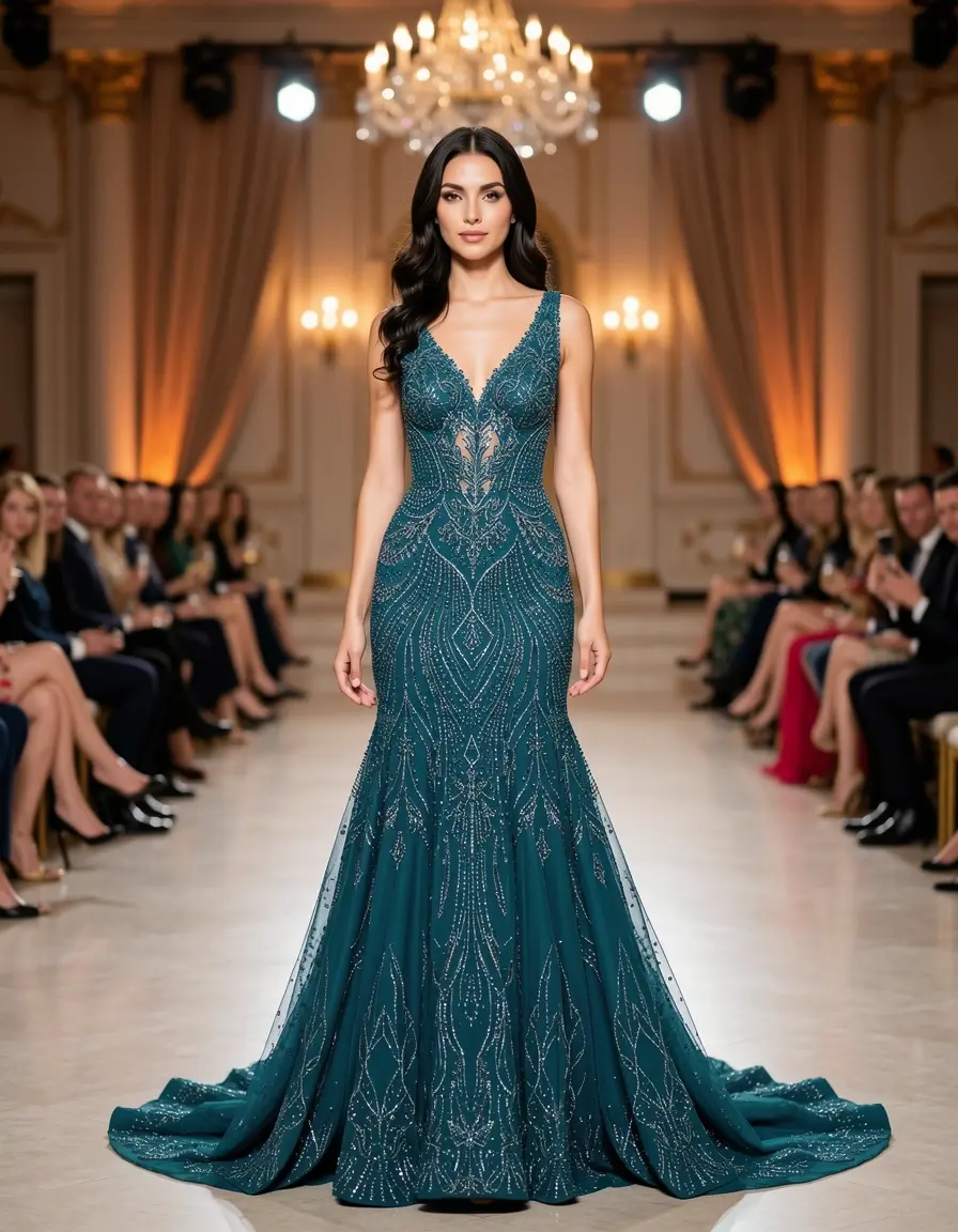 Beaded Long Gala Dress