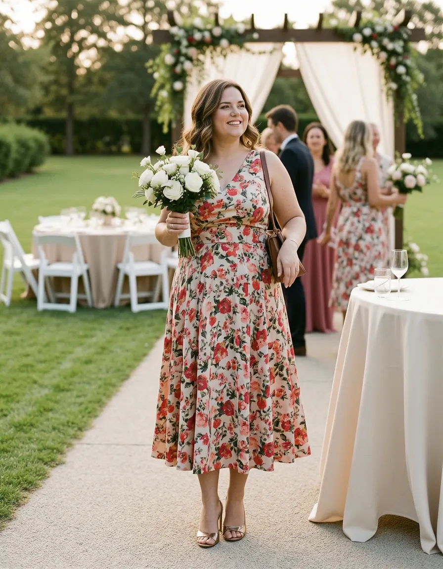 Modest Midi Dress floral für Hochzeitsgast