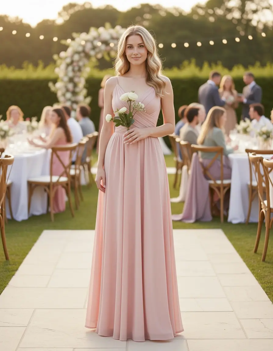 Elegant Maxi Kleid Pastel für Hochzeitsgast