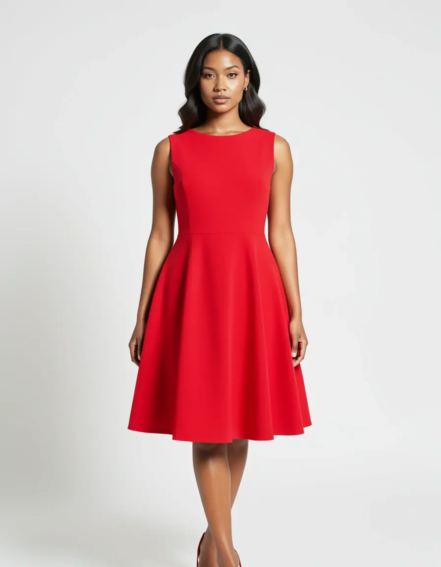 Cocktail knielanges Kleid rot
