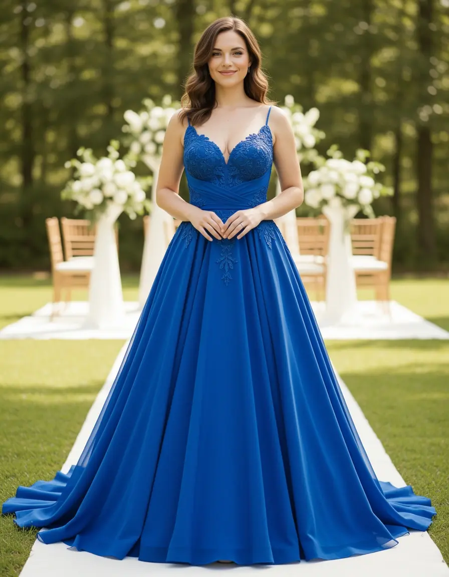 Wrap Style Kleid blau für Hochzeit