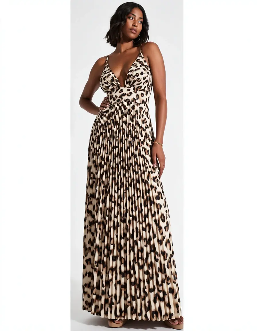 Plissiertes Leopardenkleid