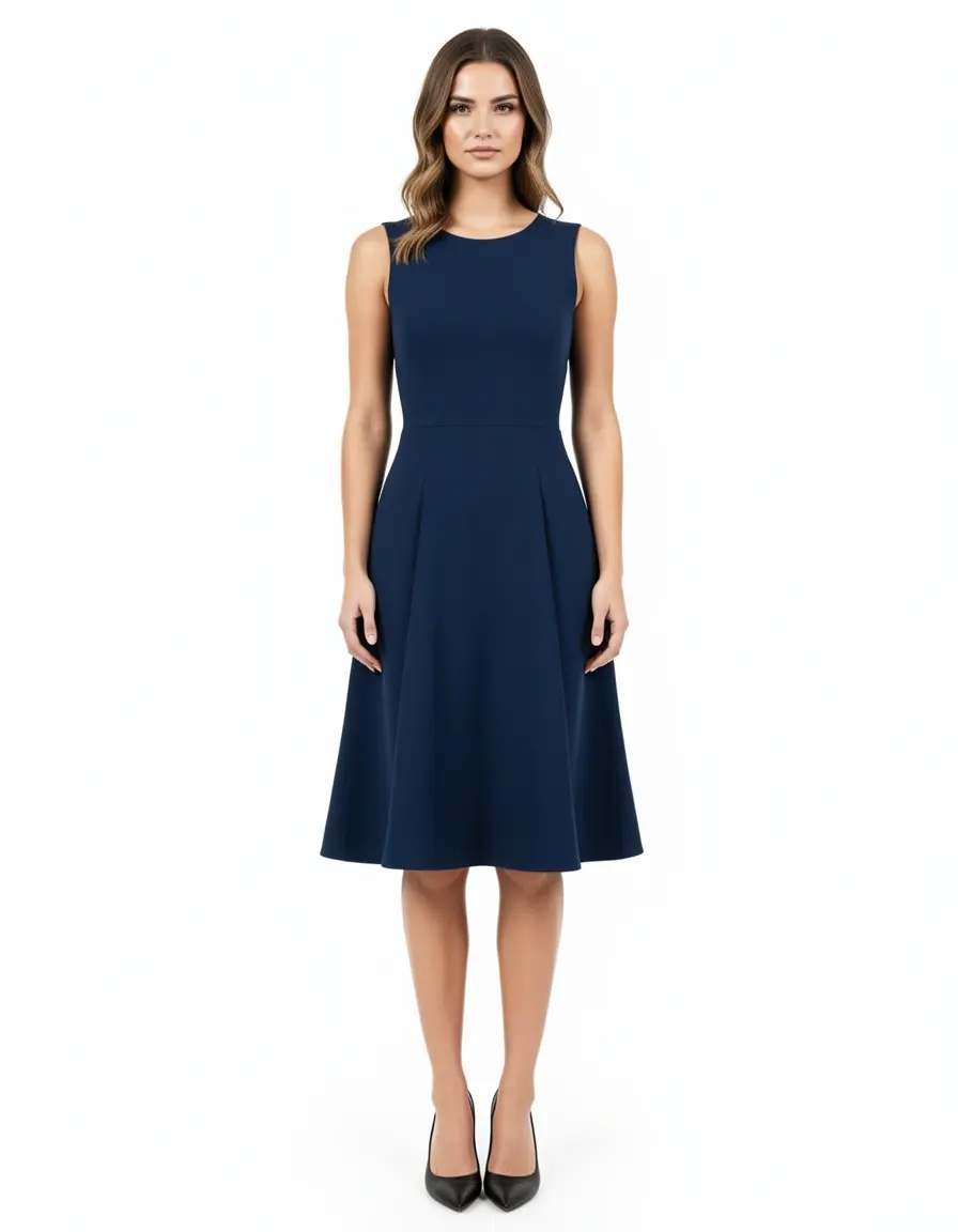 Model im A-Linien Kleid nach Schnittmuster