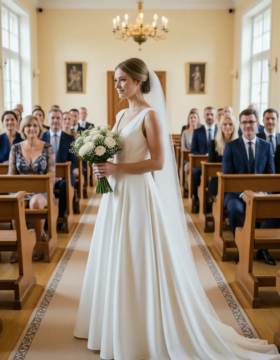 Schlichtes Kleid Standesamt Braut für die zivile Trauung