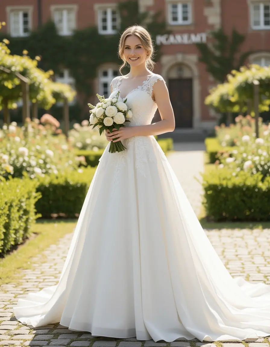 Braut in einem Chiffon-Kleid