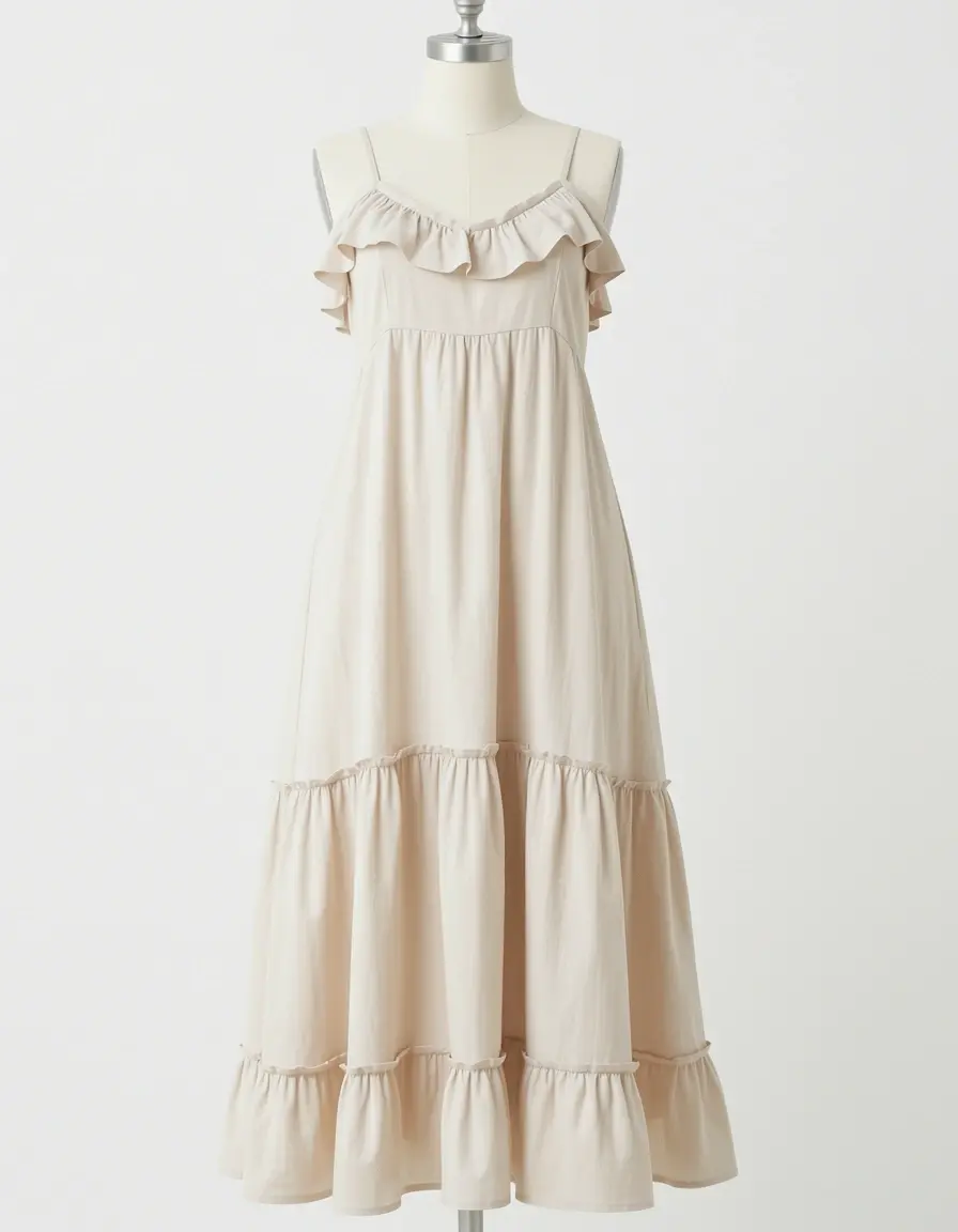 Midi-Sommerkleid mit Rüschen