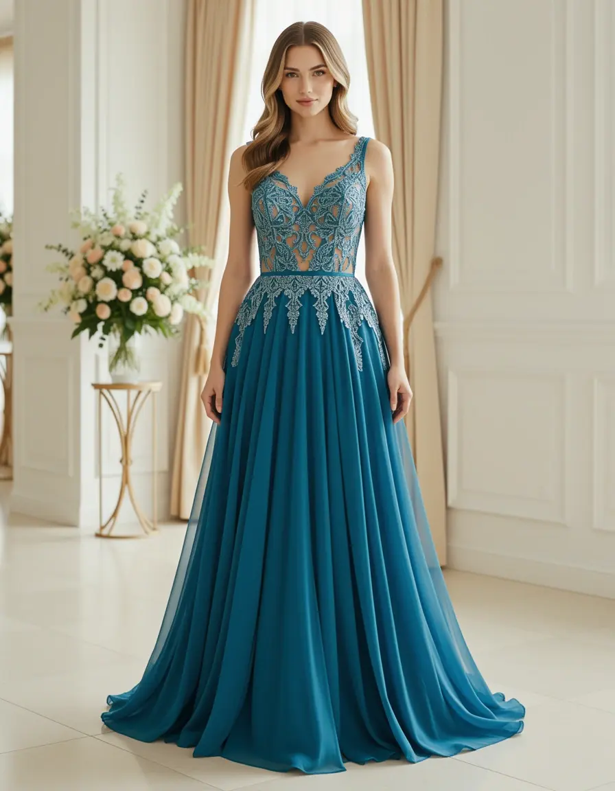 Luftiges Chiffonkleid für Sommerhochzeiten
