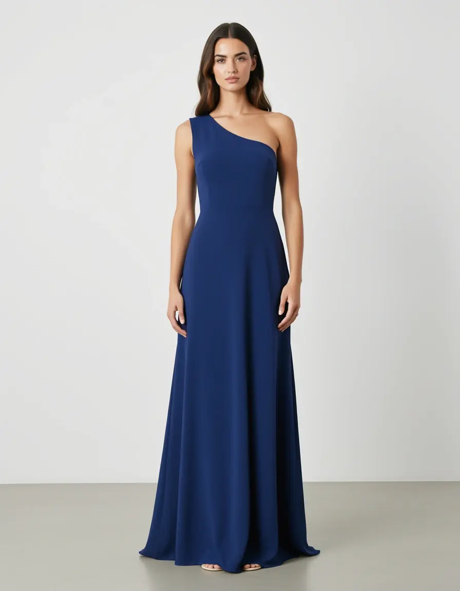 Model in einem langen Kleid mit einem Träger