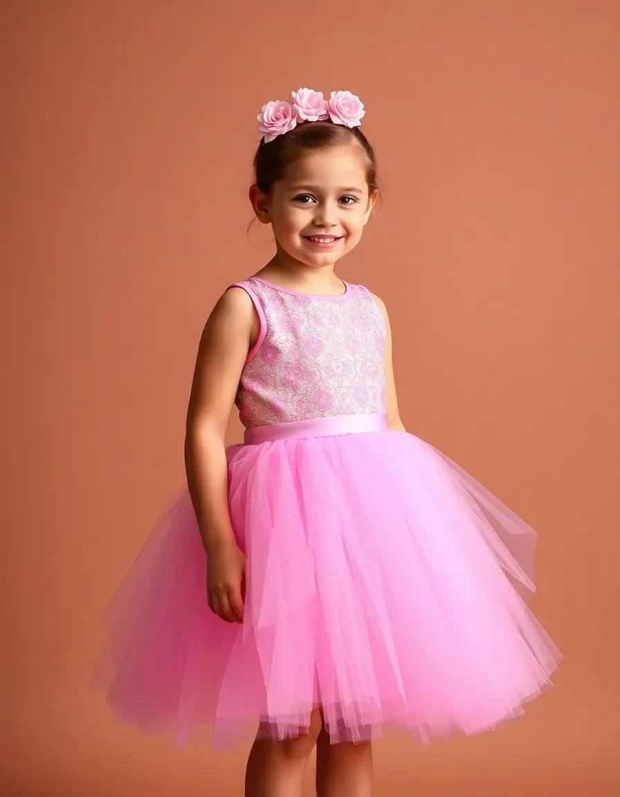 Kleines Mädchen in einem flauschigen Tutu Kleid
