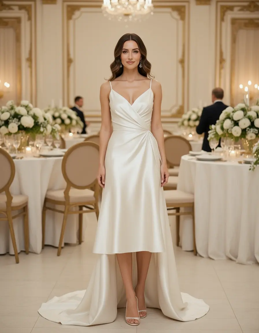 Wedding Satin Midi - Satinkleid Midi Hochzeit