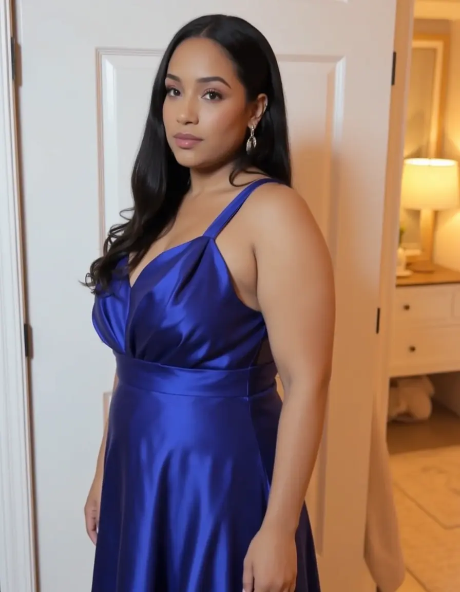 Frau in einem Guest Satin Dress