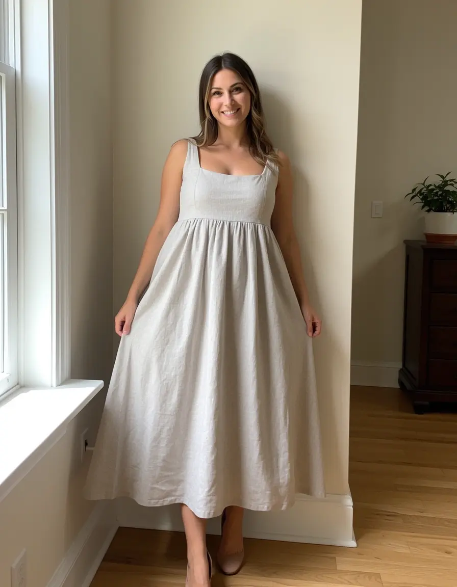 A-Linien Kleid aus Leinenstoff