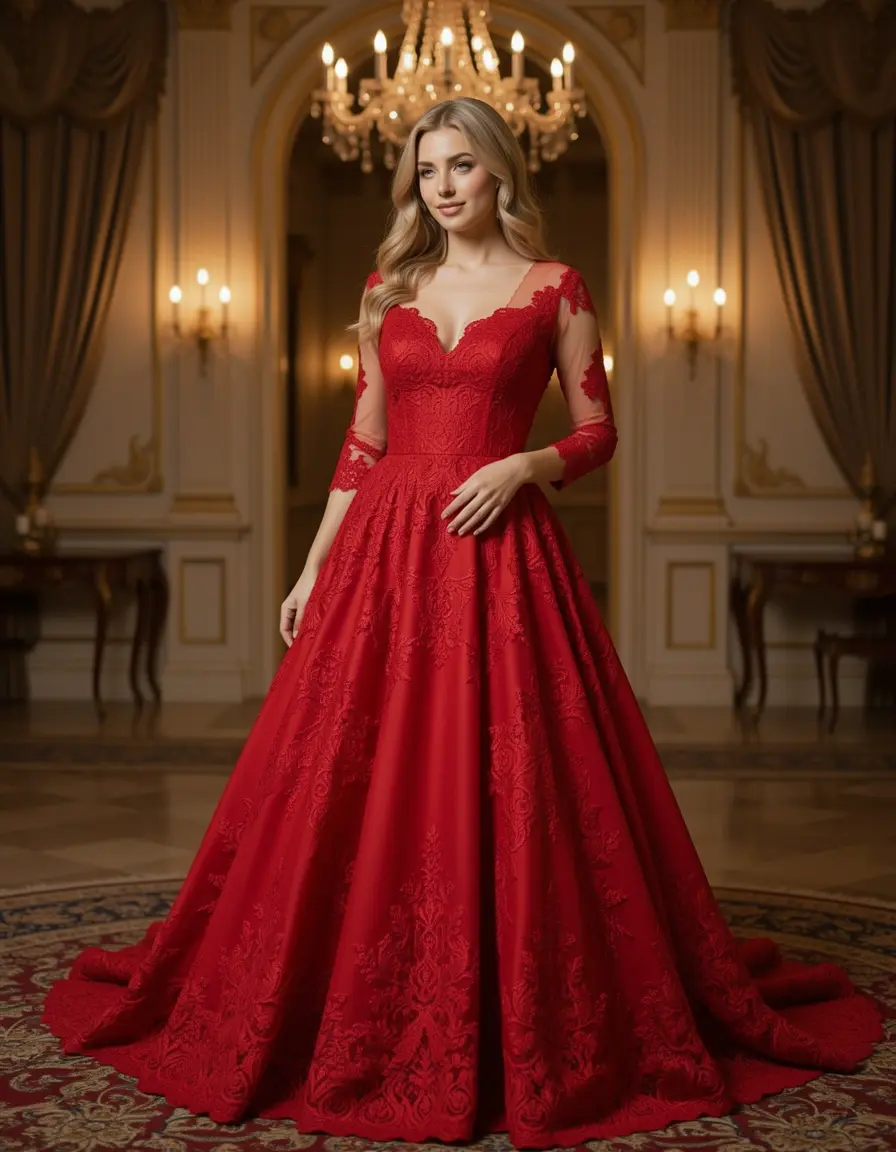 Rotes Spitzenkleid elegant