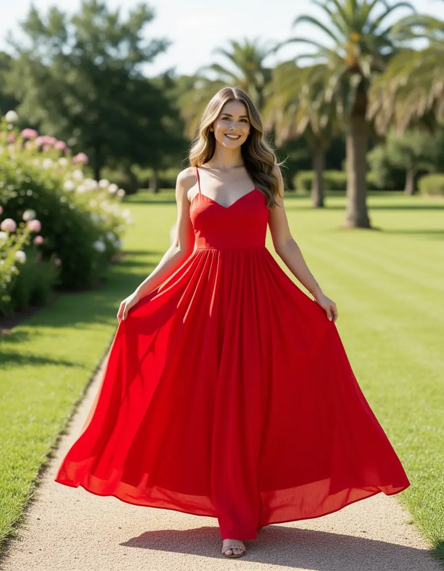 Rotes Maxikleid Sommer
